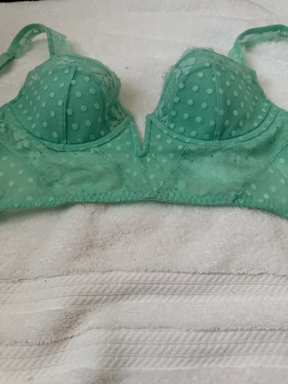 Victoria’s Secret Turquoise Polkadot lace Corset Bra 32C